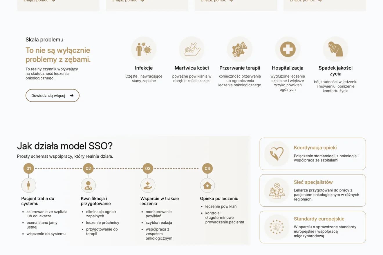 Dental Oncology Care - fragment wdrożonego serwisu
