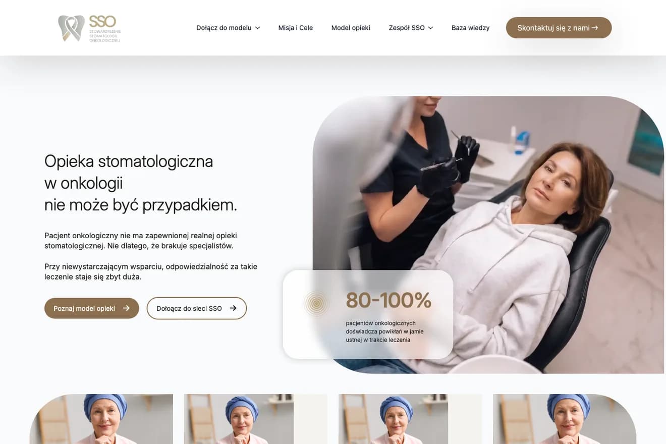 Serwis Dental Oncology Care - widok strony głównej