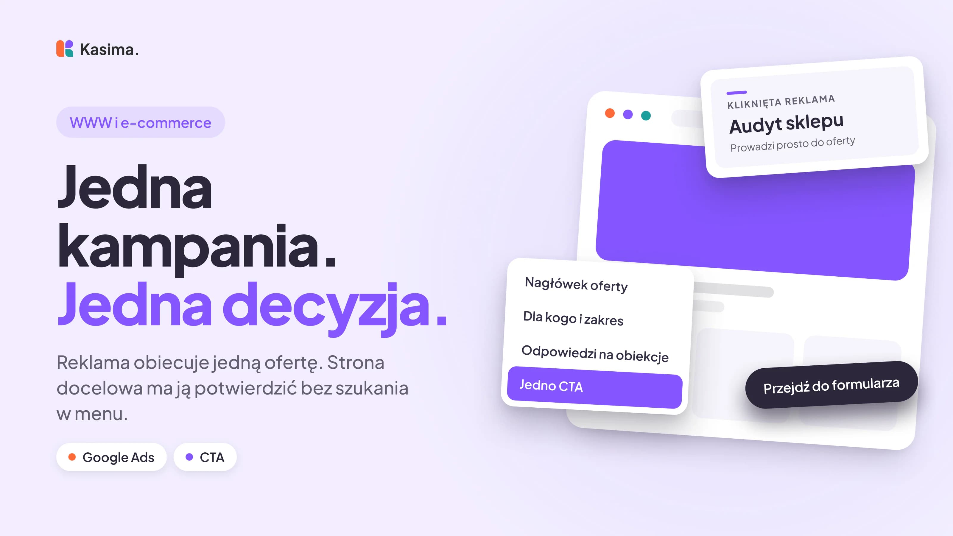 Okładka wpisu: Jedna kampania. Jedna decyzja. Reklama obiecuje jedną ofertę. Strona docelowa ma ją potwierdzić bez szukania w menu.